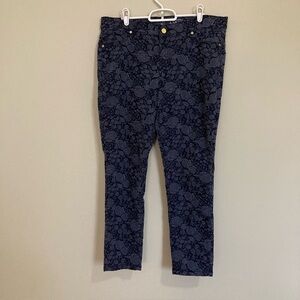 New York & Company NY & C Ankle Legging Jeans Pants Women’s Size 12 Blue Brocade